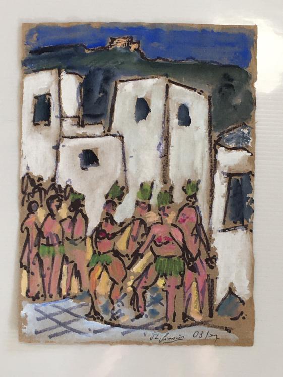 Jean-Louis SIMONIN - Peinture originale - Gouache - Danse à Lanzarote