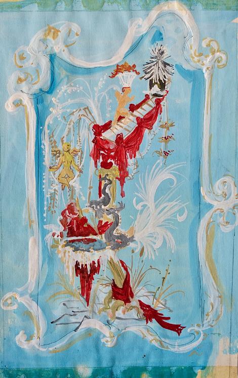 Janine JANET - Peinture originale - Gouache - La forêt merveilleuse - Projet pour Balenciaga 3