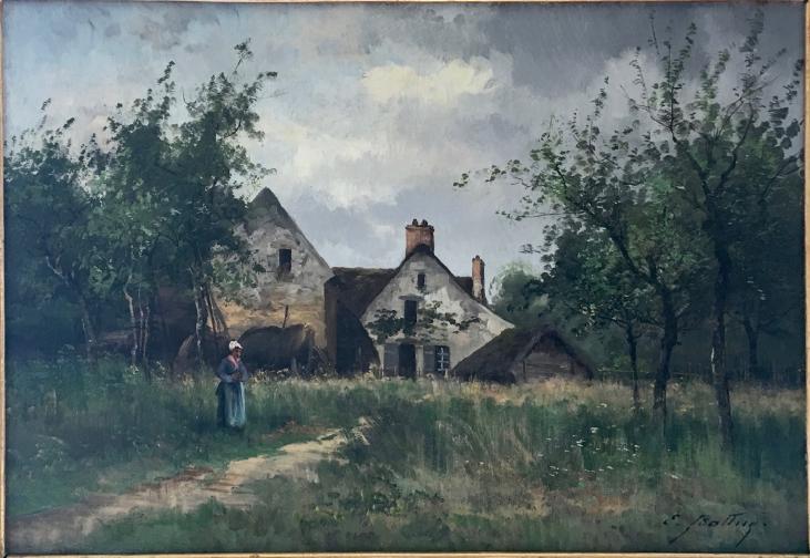 Pierre Ernest BALLUE - Peinture originale - Huile - Paysage de campagne
