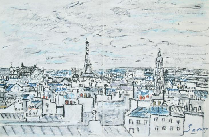 Robert SAVARY - Dessin original - Pastel - Paris