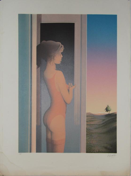 Daniel SCIORA - Estampe originale - Lithographie - Femme au regard vers l'horizon