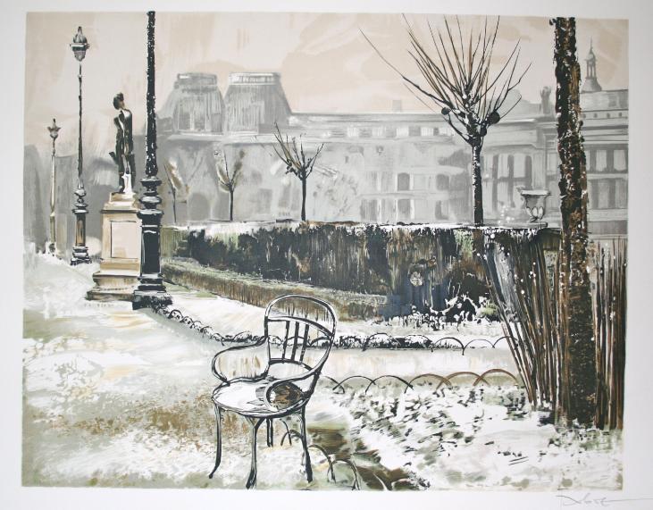 Gilles FABRE - Estampe originale - Lithographie - La chaise