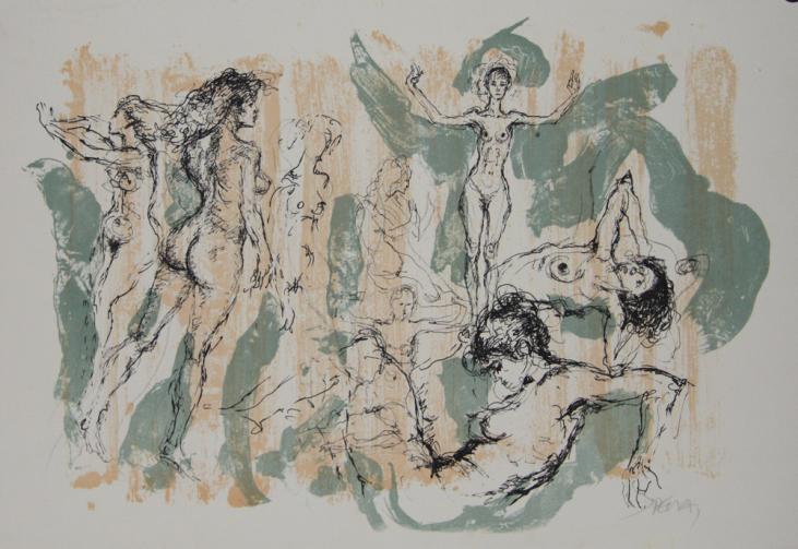 Jacques PECNARD - Estampe originale - Lithographie - Les danseuses