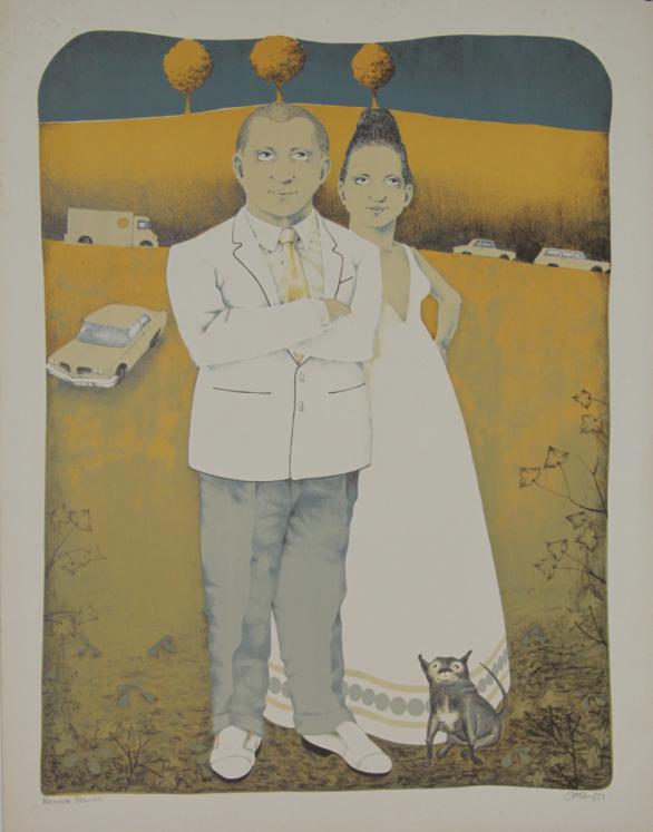 Dennis GEDEN - Estampe originale - Lithographie - Le couple