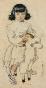 Auguste ROUBILLE - Peinture originale - Aquarelle - Petite fille