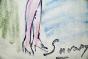 Robert SAVARY - Dessin original - Pastel - La femme à la robe violette